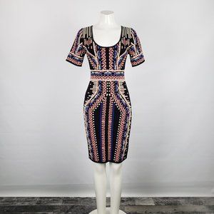 Mei Pink Patterned Knit Dress Size S